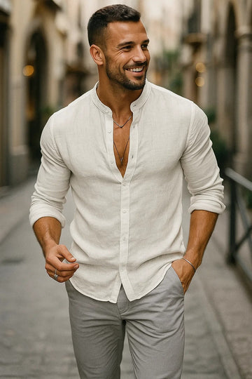 Men’s 3/4 Sleeve Casual Henley Shirt – Relaxed Fit for Effortless Style